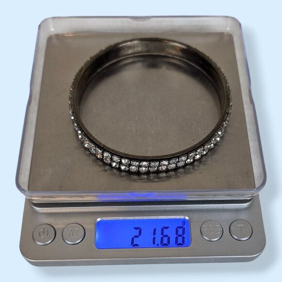 (2/$20) V. Dark Rhinestone Bangle Bracelet - Picture 5 of 5